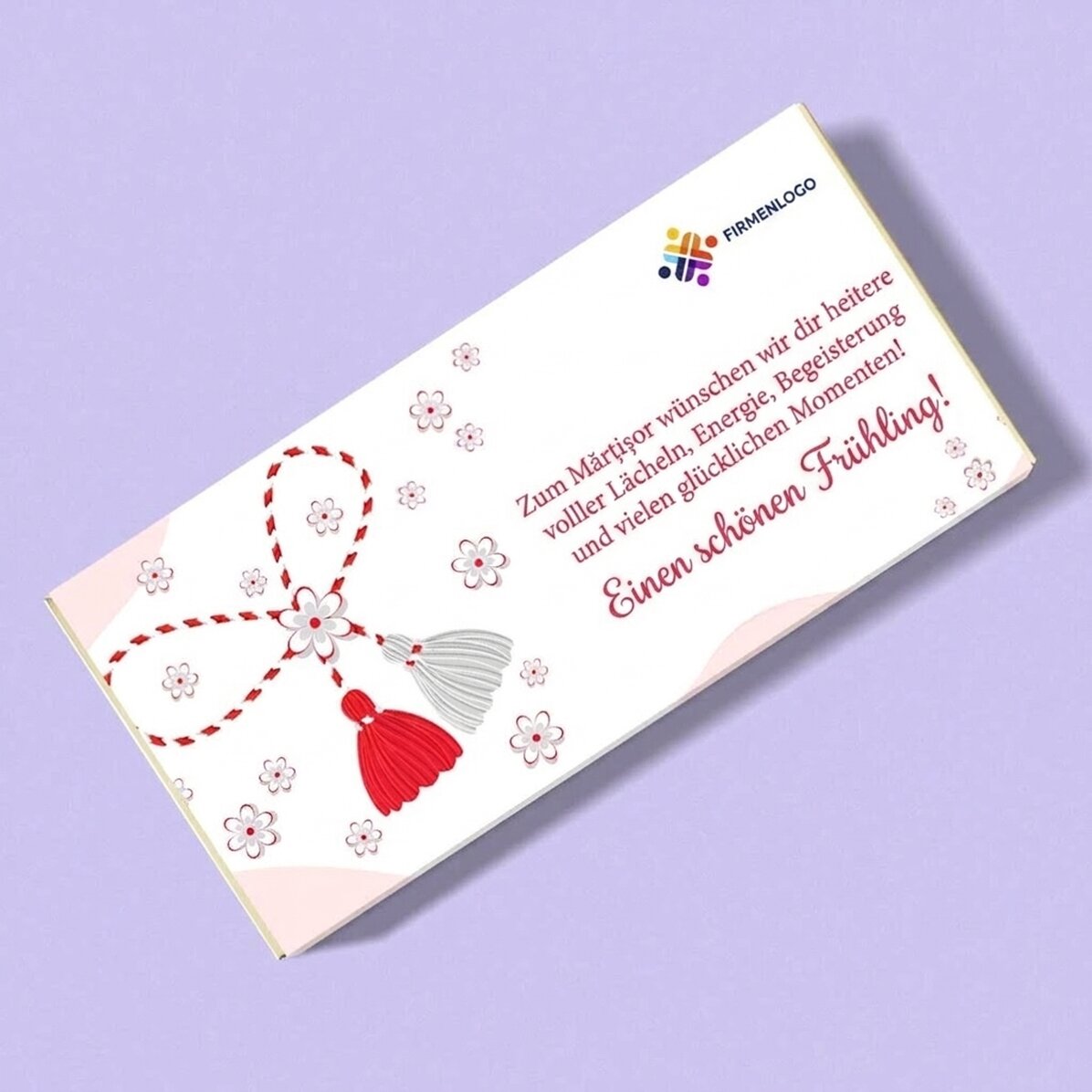 Personalisierte Schokolade mit Text und Logo