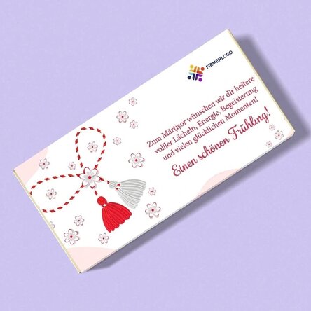 Personalisierte Schokolade mit Text und Logo