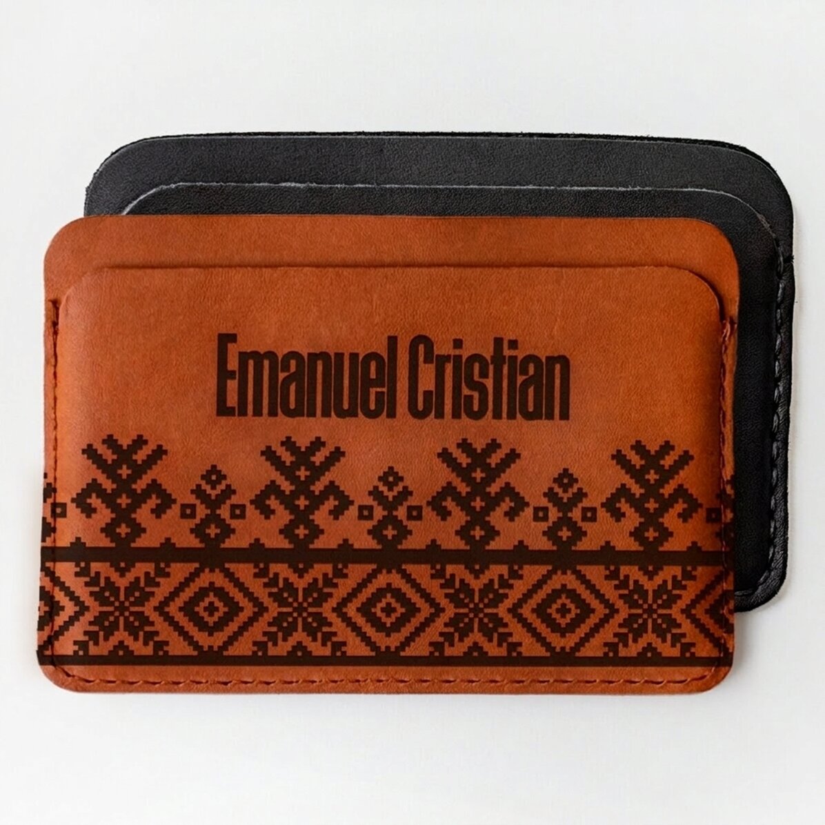 Personalisierte Lederbrieftasche mit Namen – Traditionelles Modell