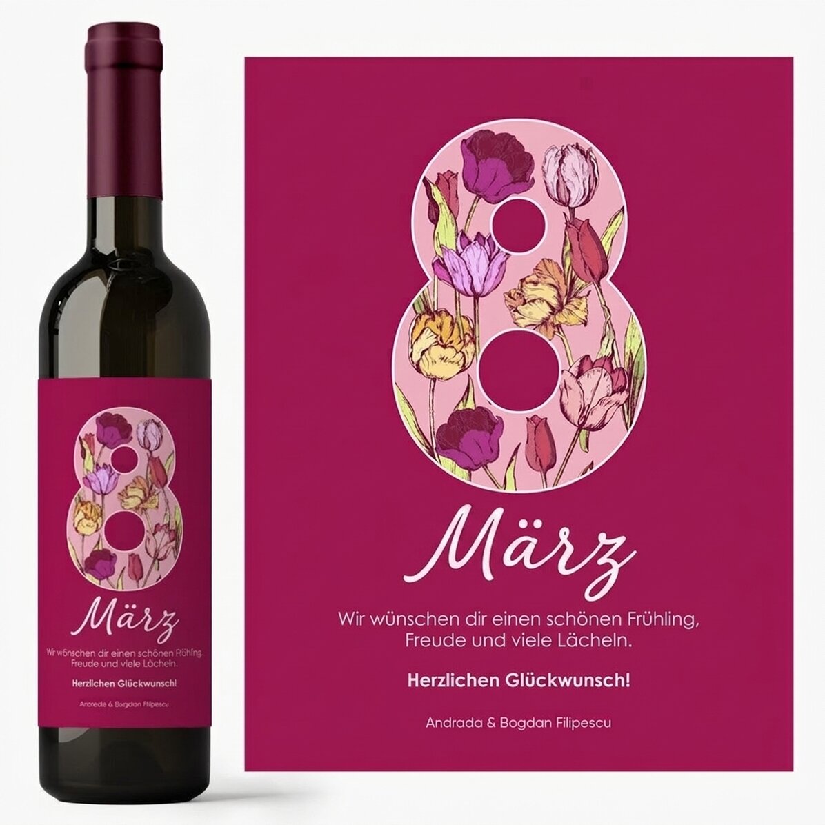 Wein mit individueller Beschriftung zum 8. März