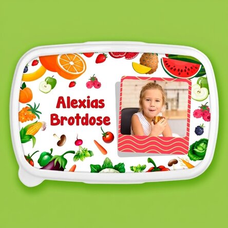 Lunchbox, personalisierte Auflaufform mit Foto und Text – Obst und Gemüse