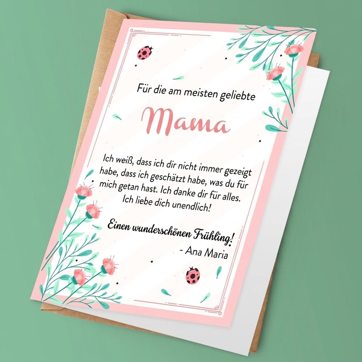 Personalisierte Grußkarte mit Text – Ein heiterer Frühling