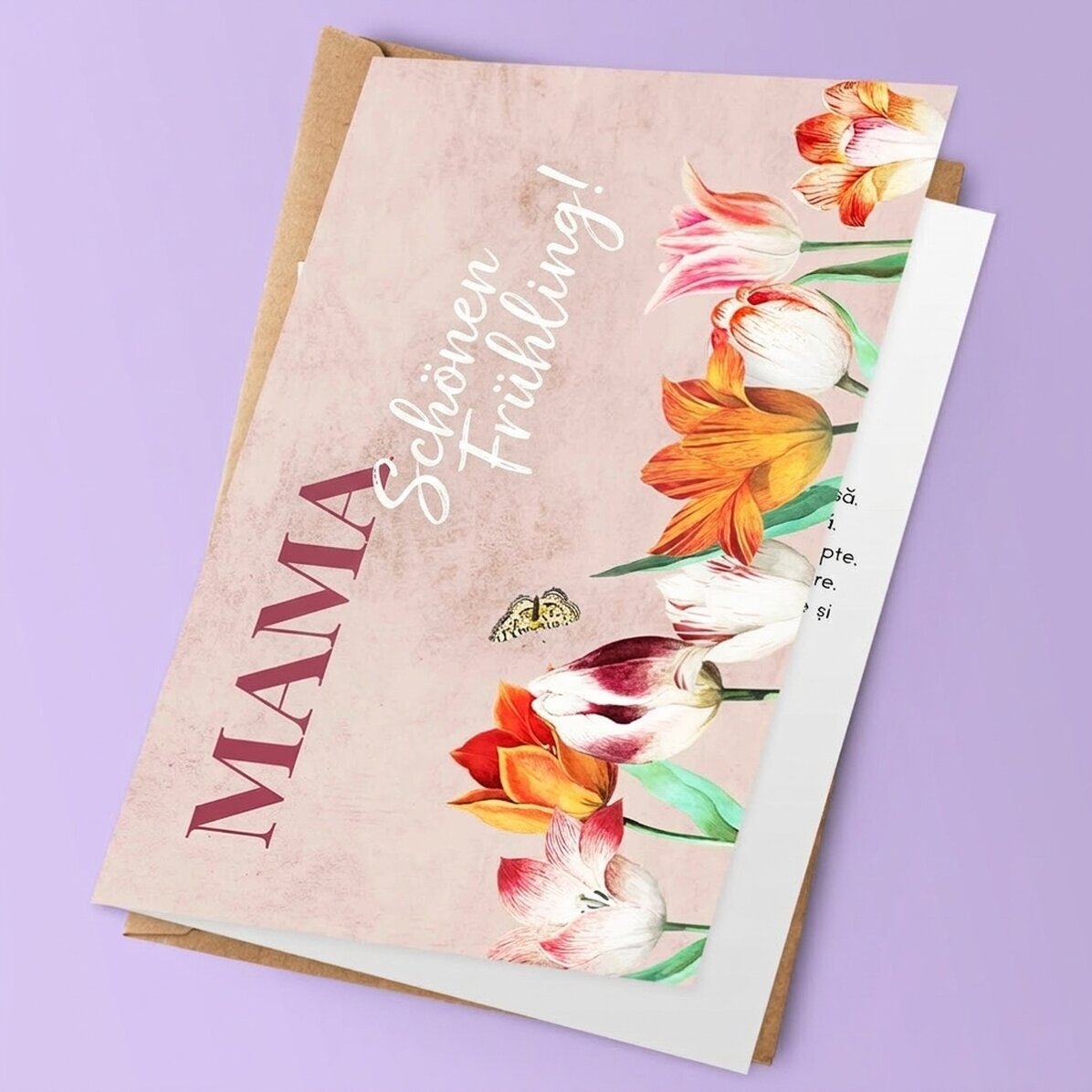 Personalisierte Grußkarte mit Text – Tulips