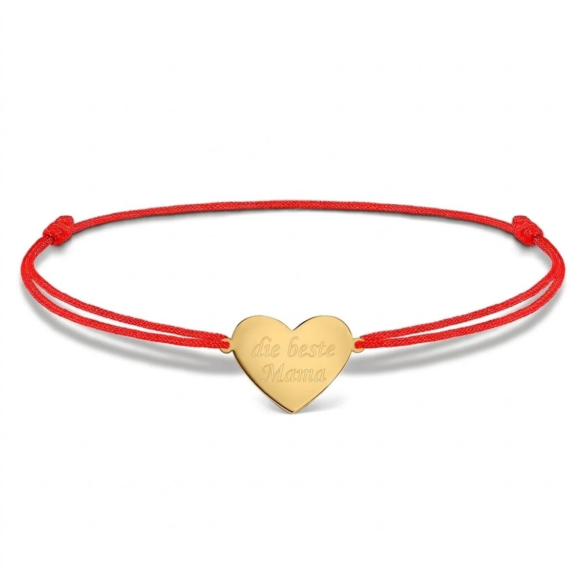 Personalisiertes Kordelarmband – Herz 15 x 13 mm – 925er Silber – Die beste Mama