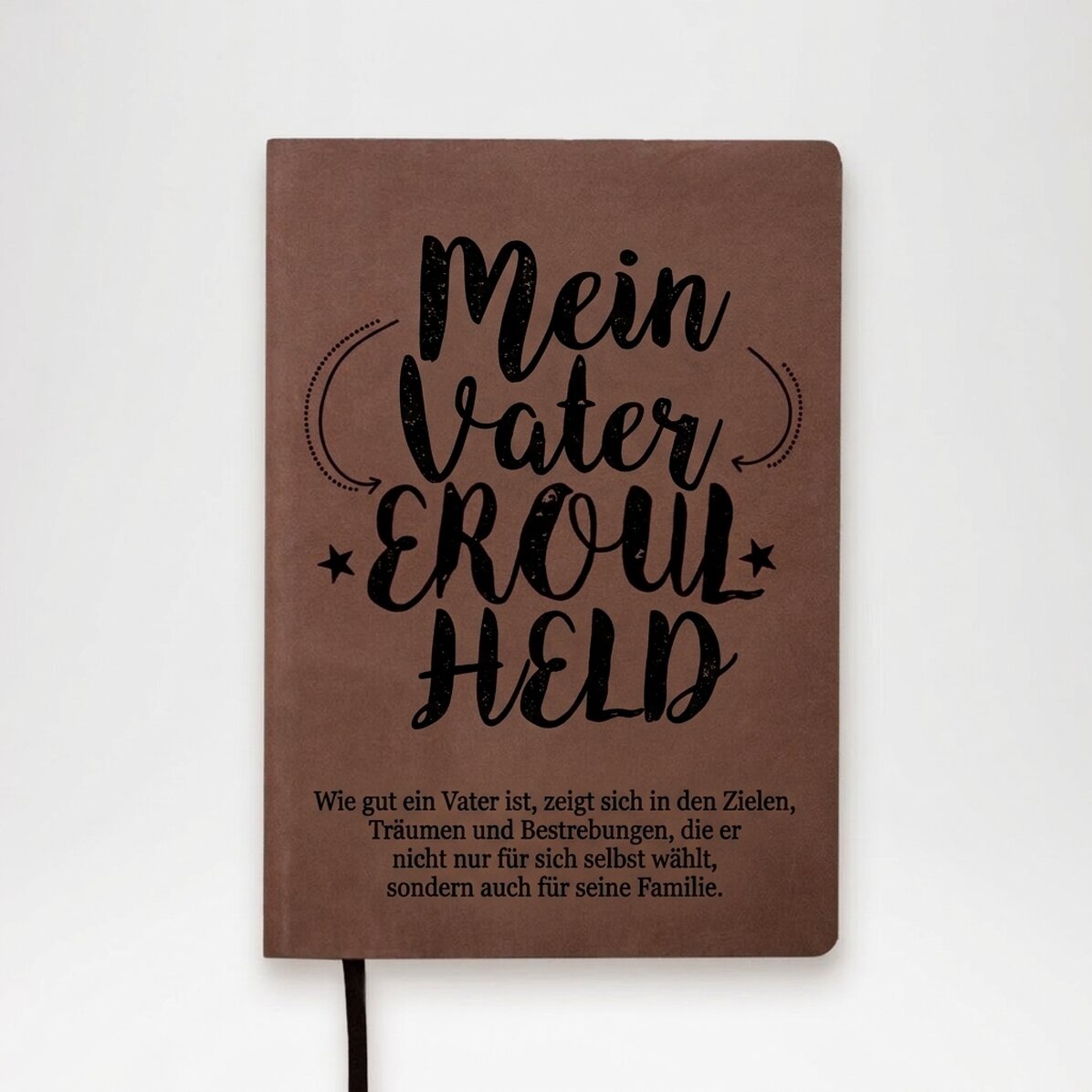 Personalisierter Leder-Terminkalender mit der Aufschrift „Mein Vater, mein Held“