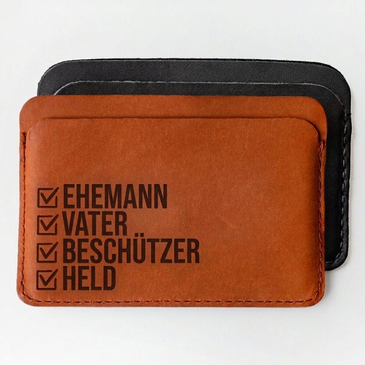 Personalisierte Lederbrieftasche mit Schriftzug – HERO
