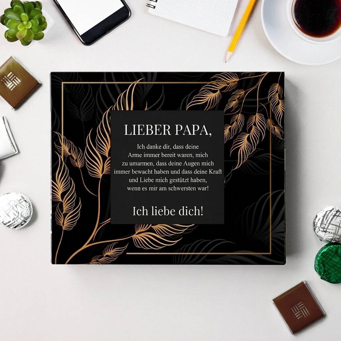 Personalisierte Pralinenschachtel mit Aufschrift – Lieber Papa