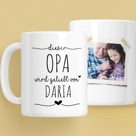 Personalisierte Tasse mit Text und Foto – Geliebter Großvater