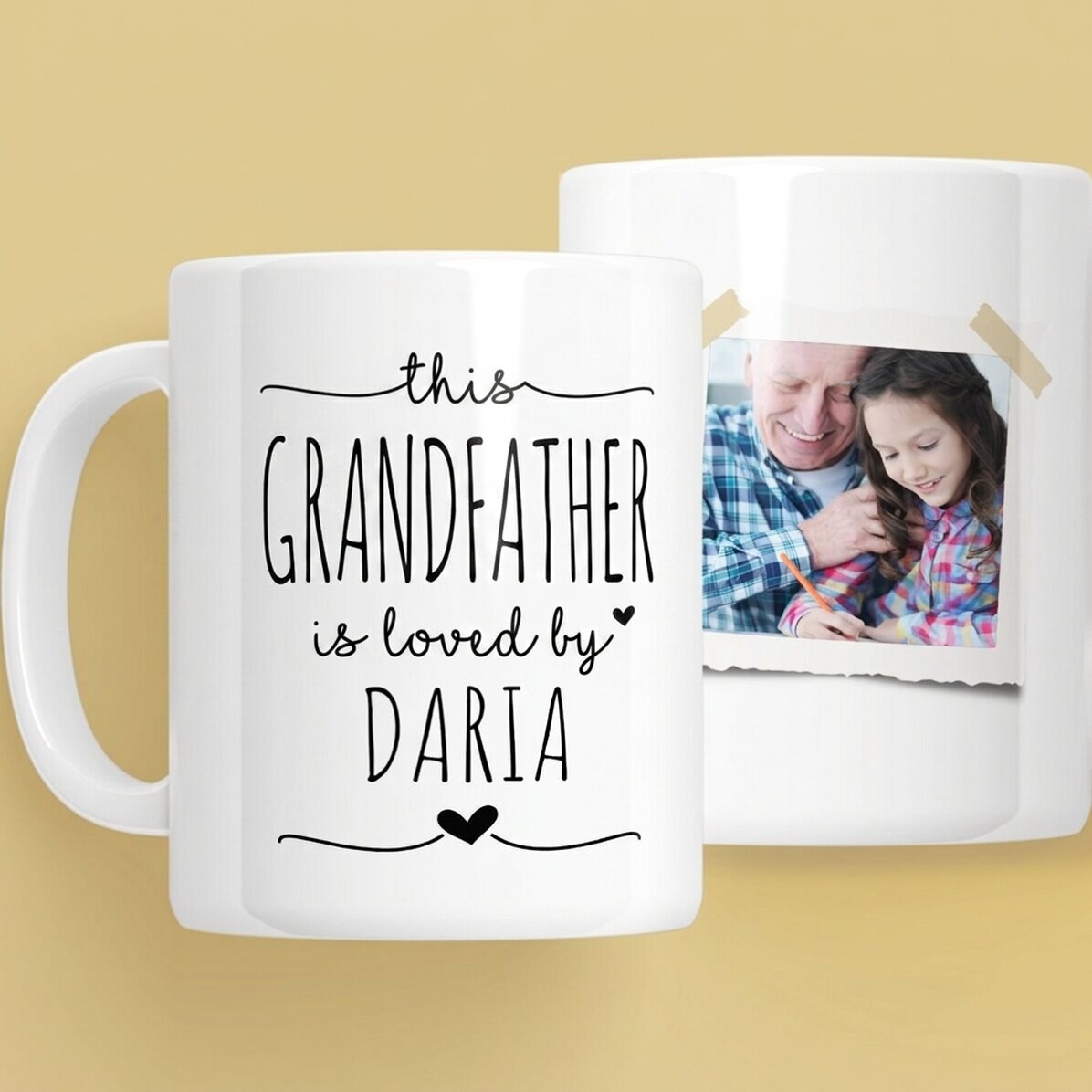 Personalisierte Tasse mit Text und Foto – Geliebter Großvater
