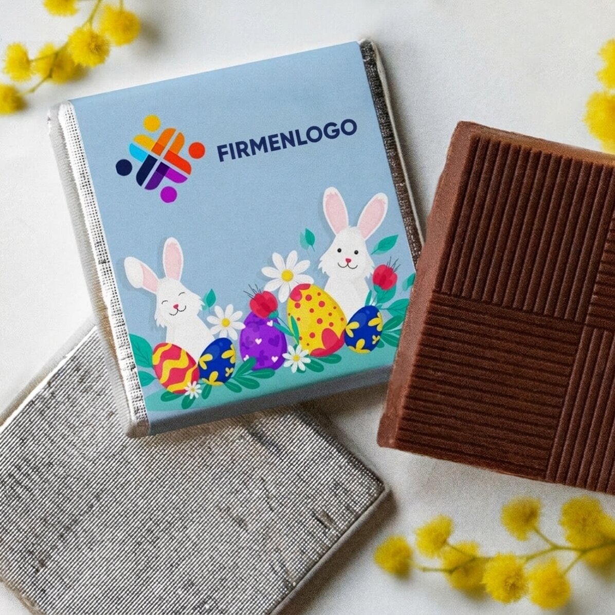 Personalisierte Mini-Schokolade mit Logo – Frohe Ostern