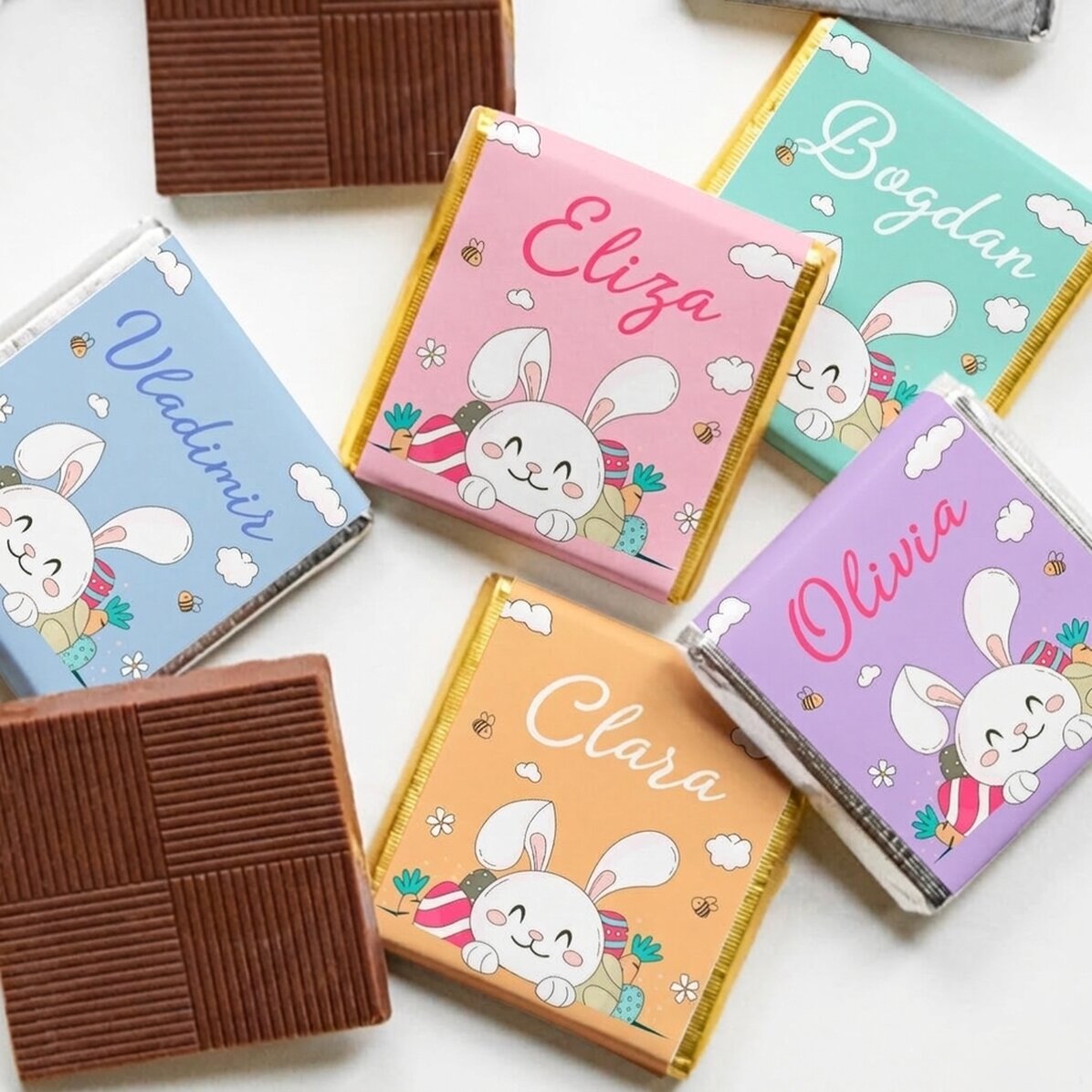 Personalisierte Mini-Schokolade mit Namen – Hase
