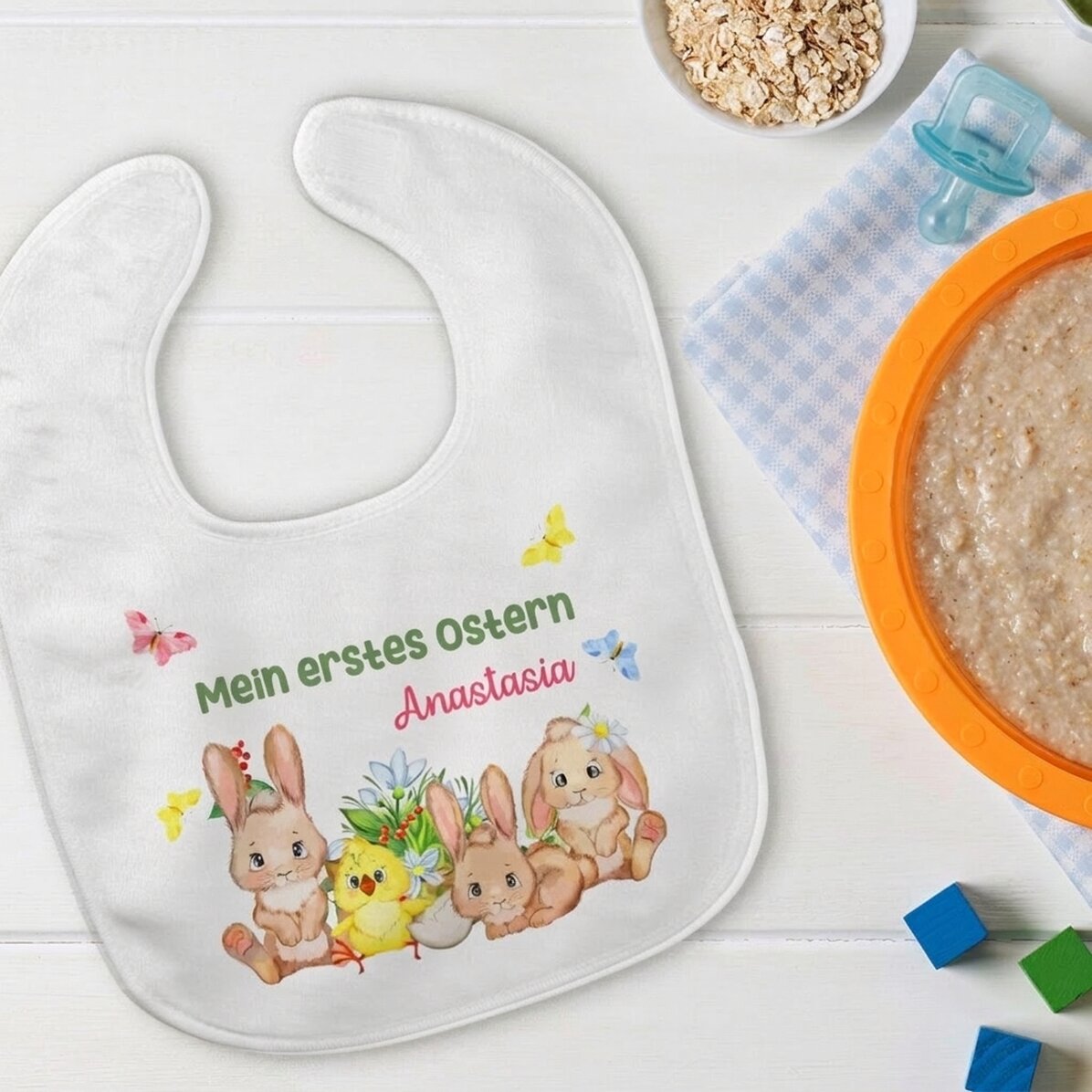 Personalisiertes Lätzchen mit Text – Das erste Osterfest