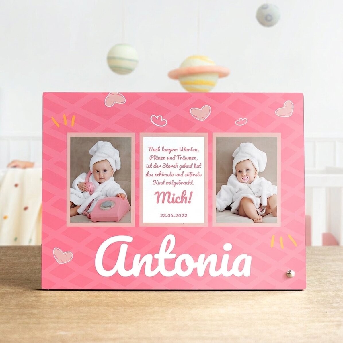 Personalisierter Fotorahmen mit 3 Fotos und Text für Kinder – Das Süßeste