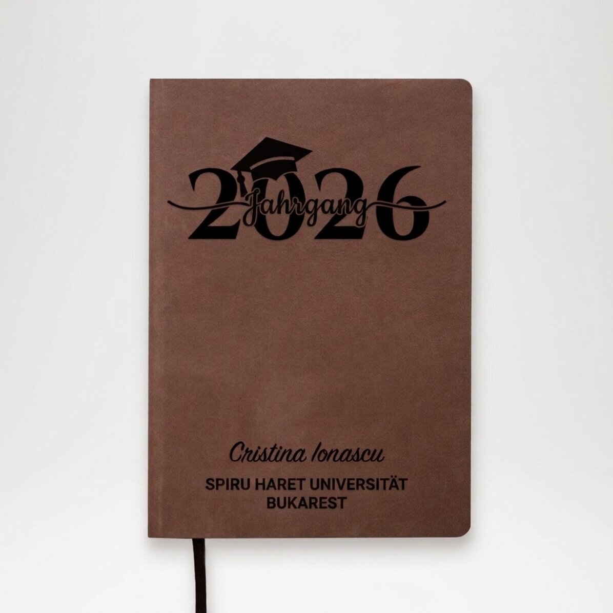 Personalisierter Leder-Terminkalender mit Text – Abschluss
