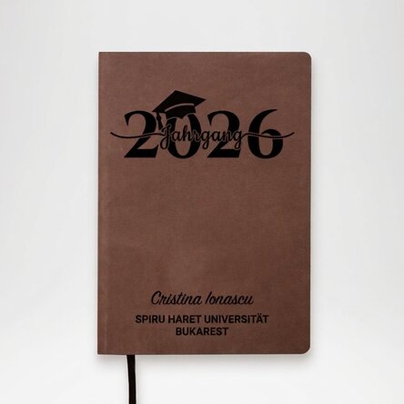 Personalisierter Leder-Terminkalender mit Text – Abschluss