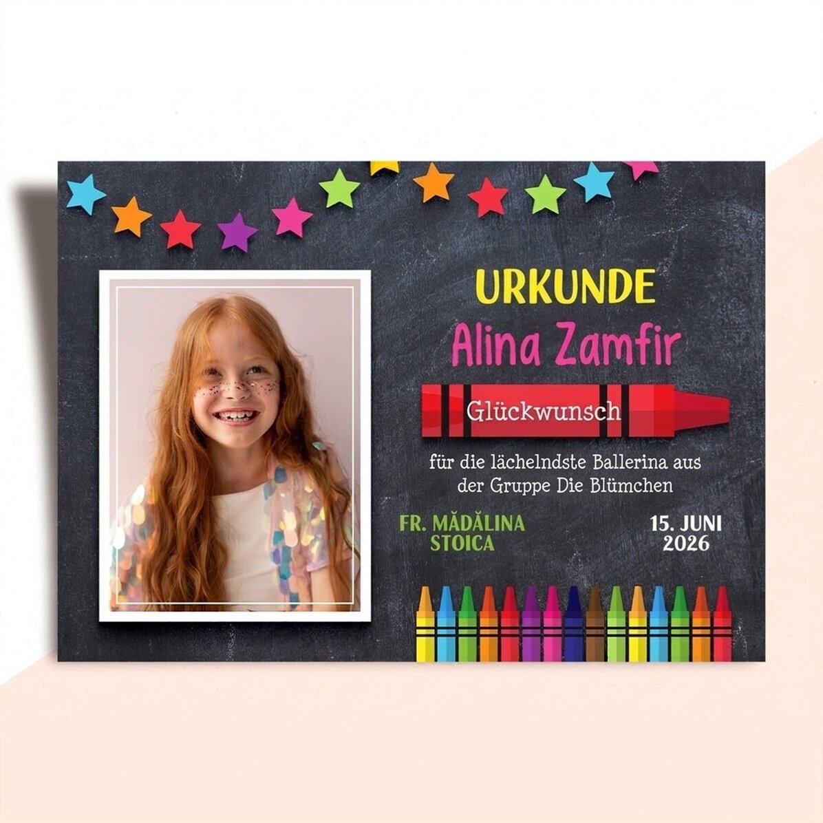 Personalisiertes Diplom mit Text und Foto für die Kleinen