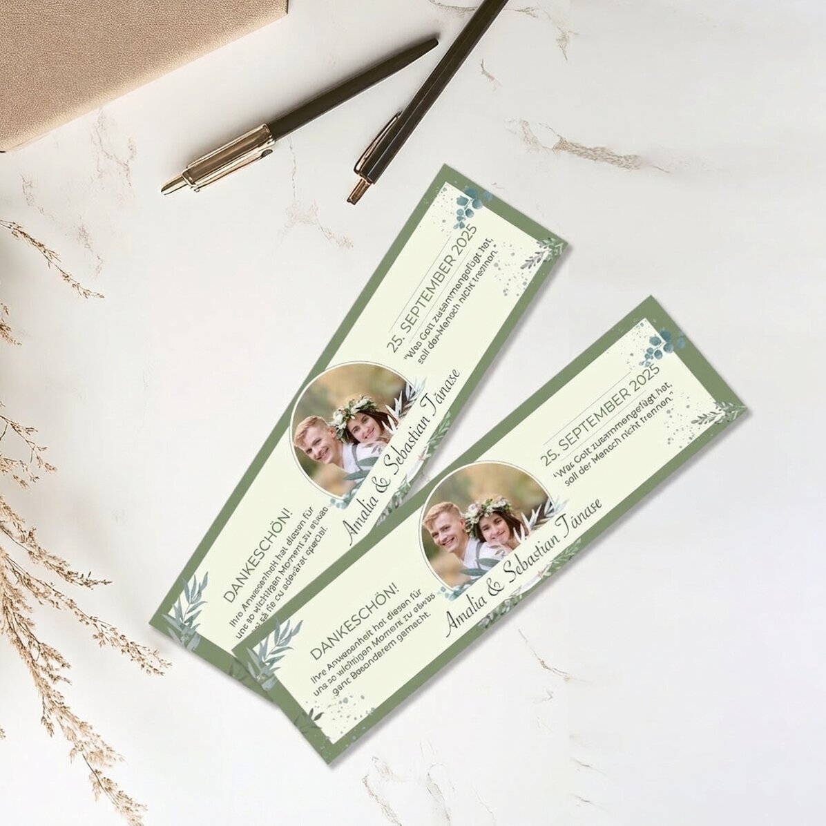 Personalisiertes Lesezeichen mit Foto und Botschaft
