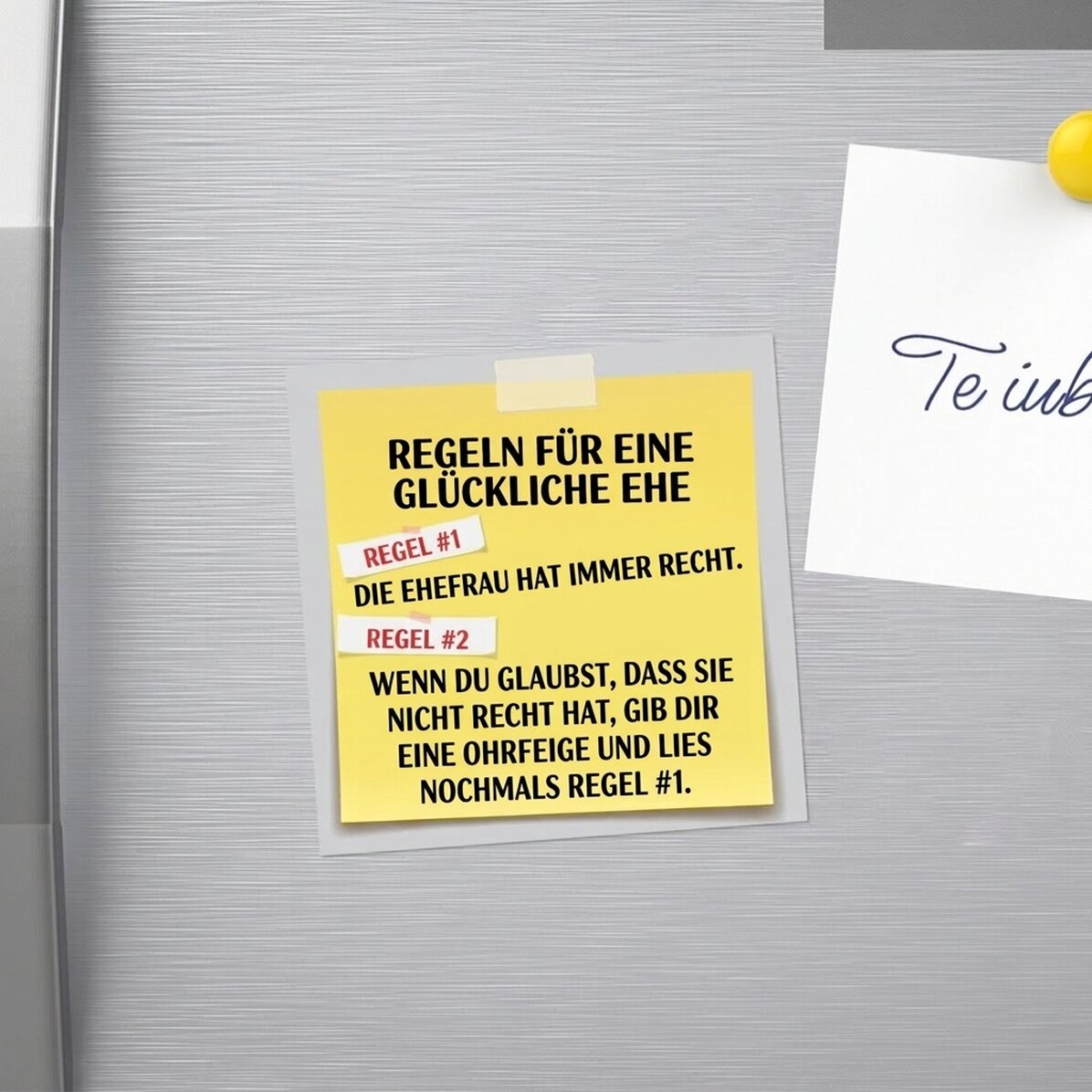 Individuell gestalteter Magnet 10x10 mit Text – Regeln in der Ehe