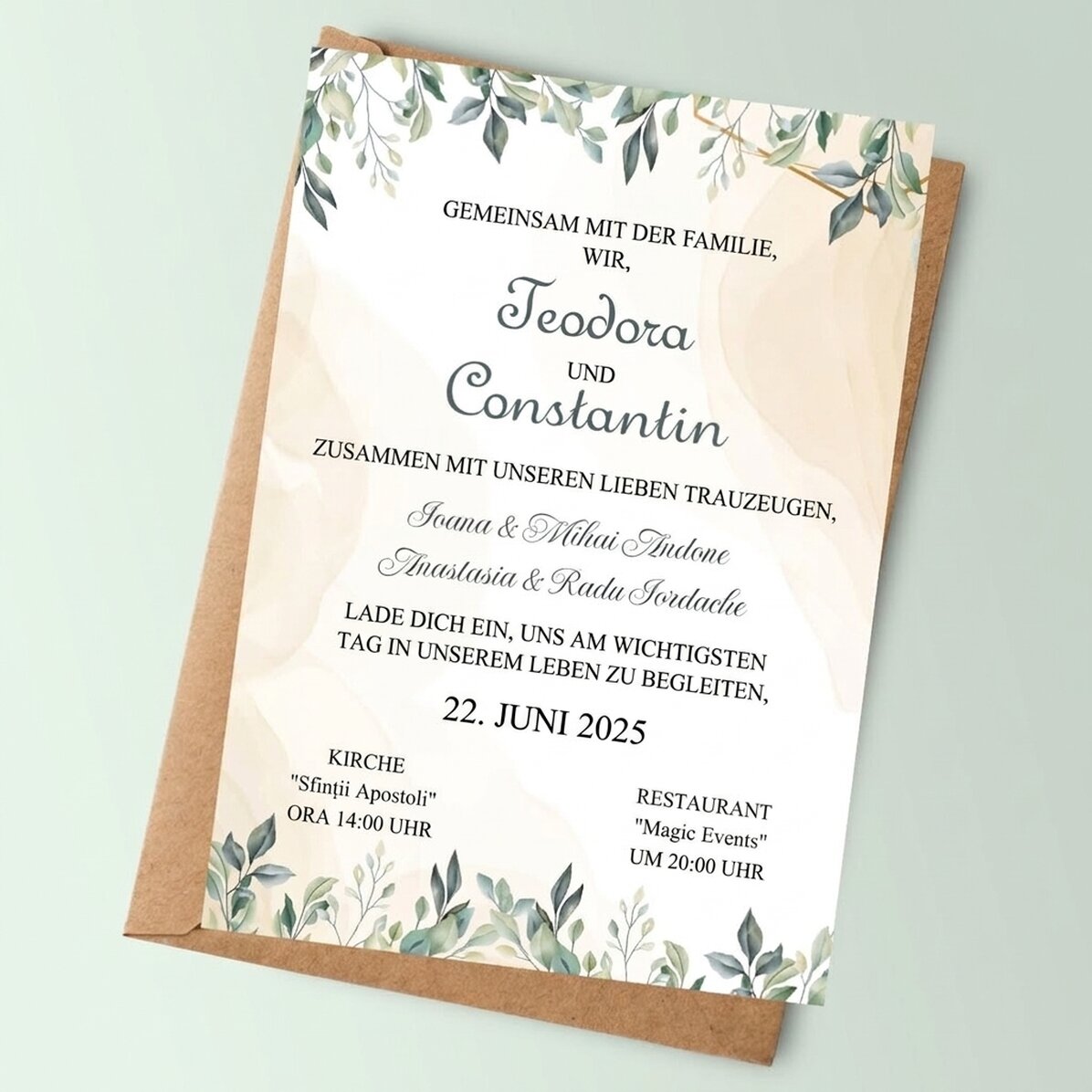 Individuell gestaltete Karte mit Text – Hochzeitseinladung „Elegance“