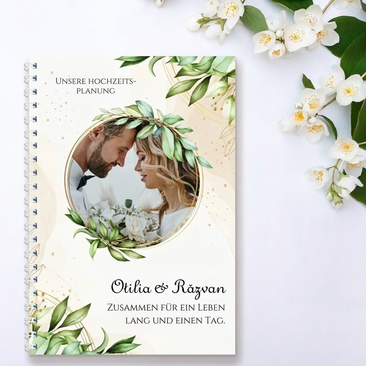 Personalisiertes Notizbuch mit Foto und Text – Hochzeitsplanung