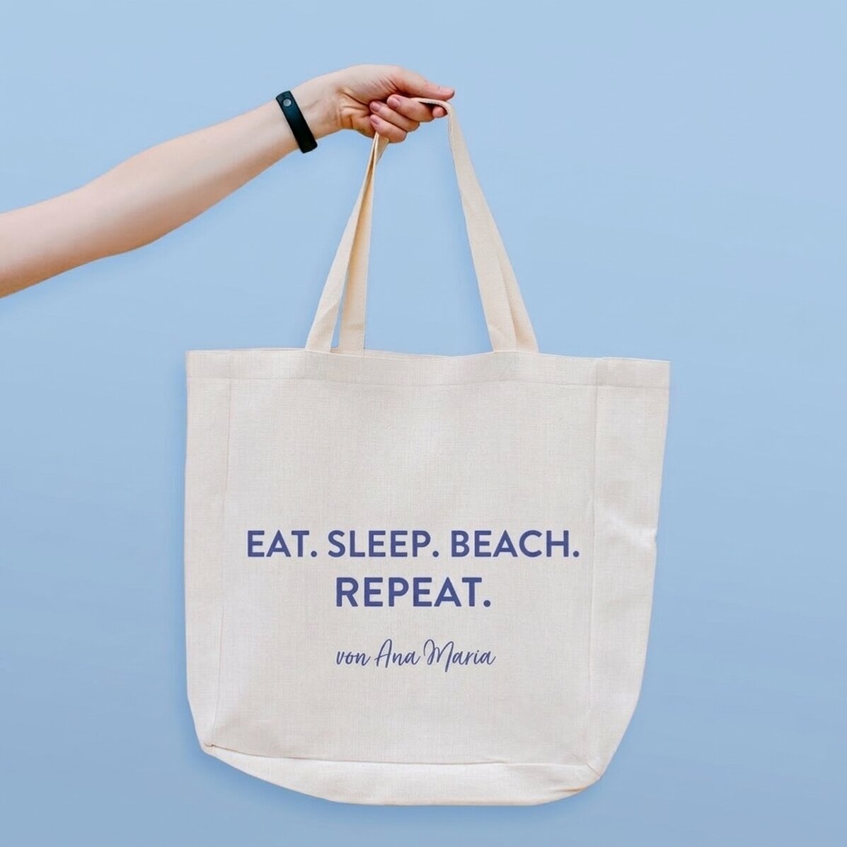 Personalisierte Strandtasche mit Schriftzug – Beach. Repeat
