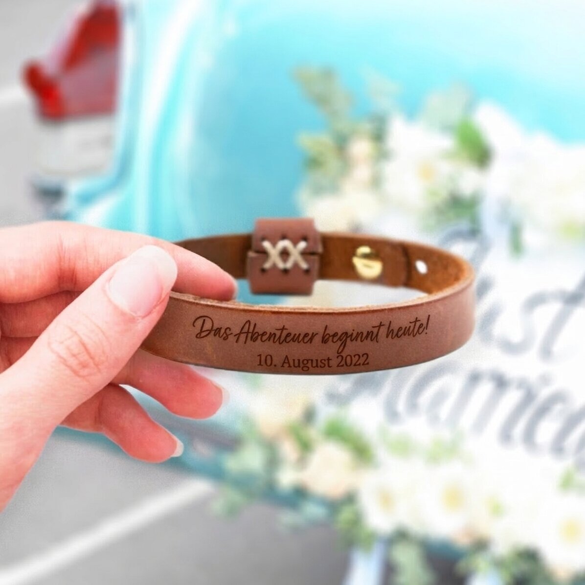 Personalisiertes Lederarmband mit Botschaft – Das Abenteuer beginnt heute!