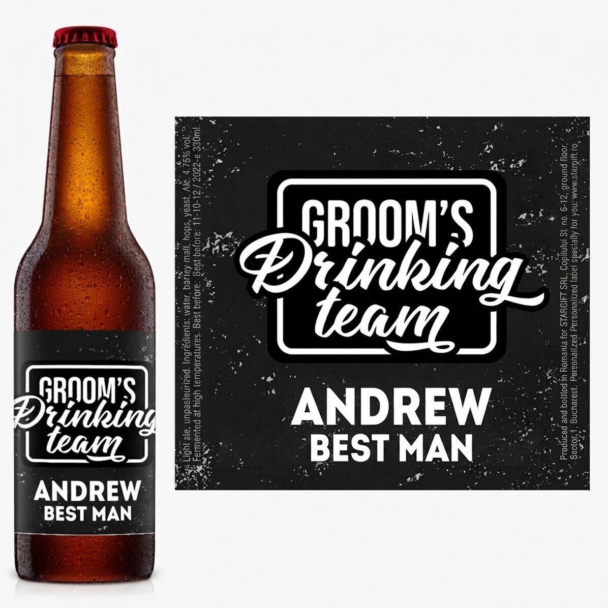 Individuell bedrucktes Bier für den Junggesellenabschied – Groom