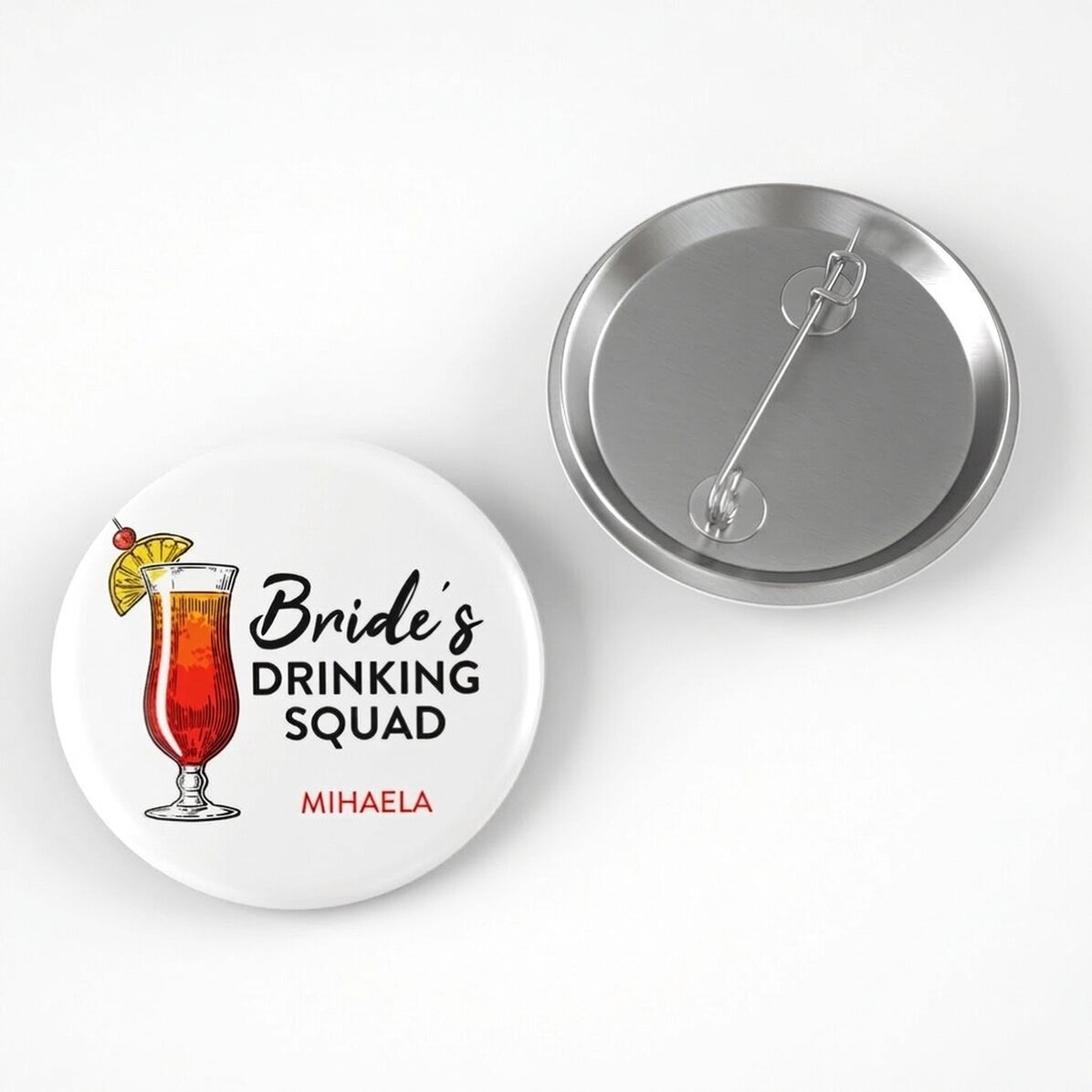 Personalisiertes Button mit Text für den Junggesellinnenabschied