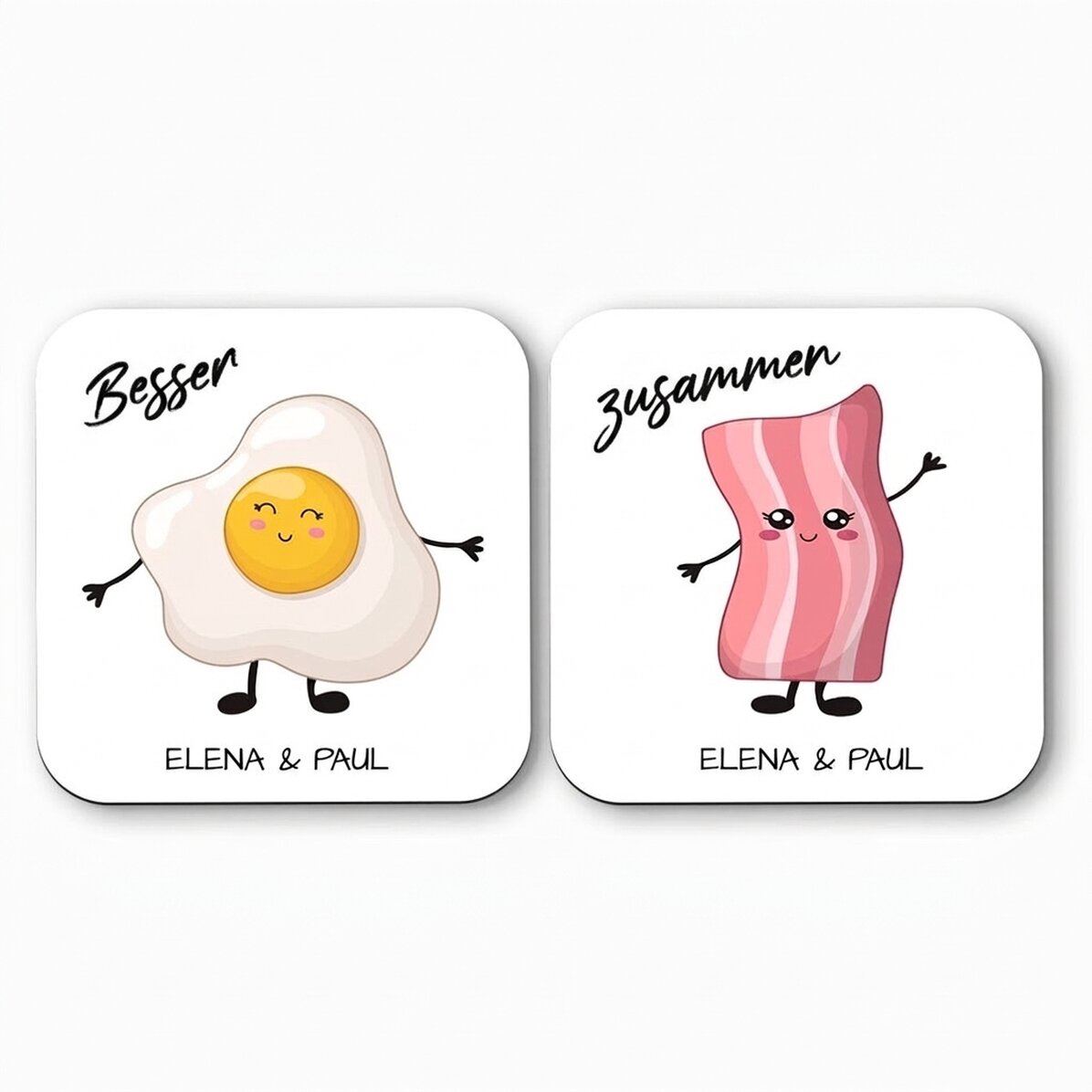 Set mit 2 personalisierten Untersetzern mit Text – Better Together