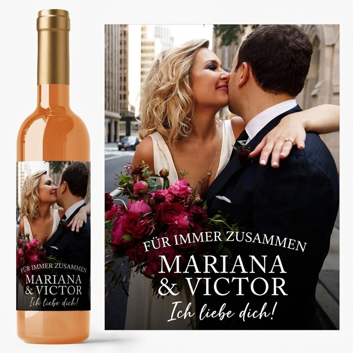 Personalisierter Wein mit Text und Foto – Kostbare Momente