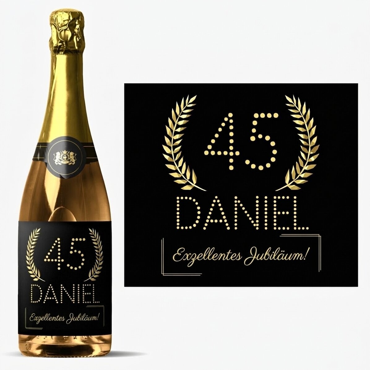 Personalisierter Sekt mit Text zum Geburtstag – Gold