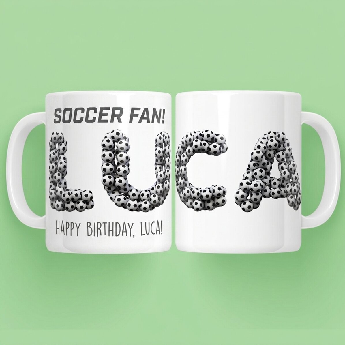 Personalisierte Tasse mit Namen – Fußball