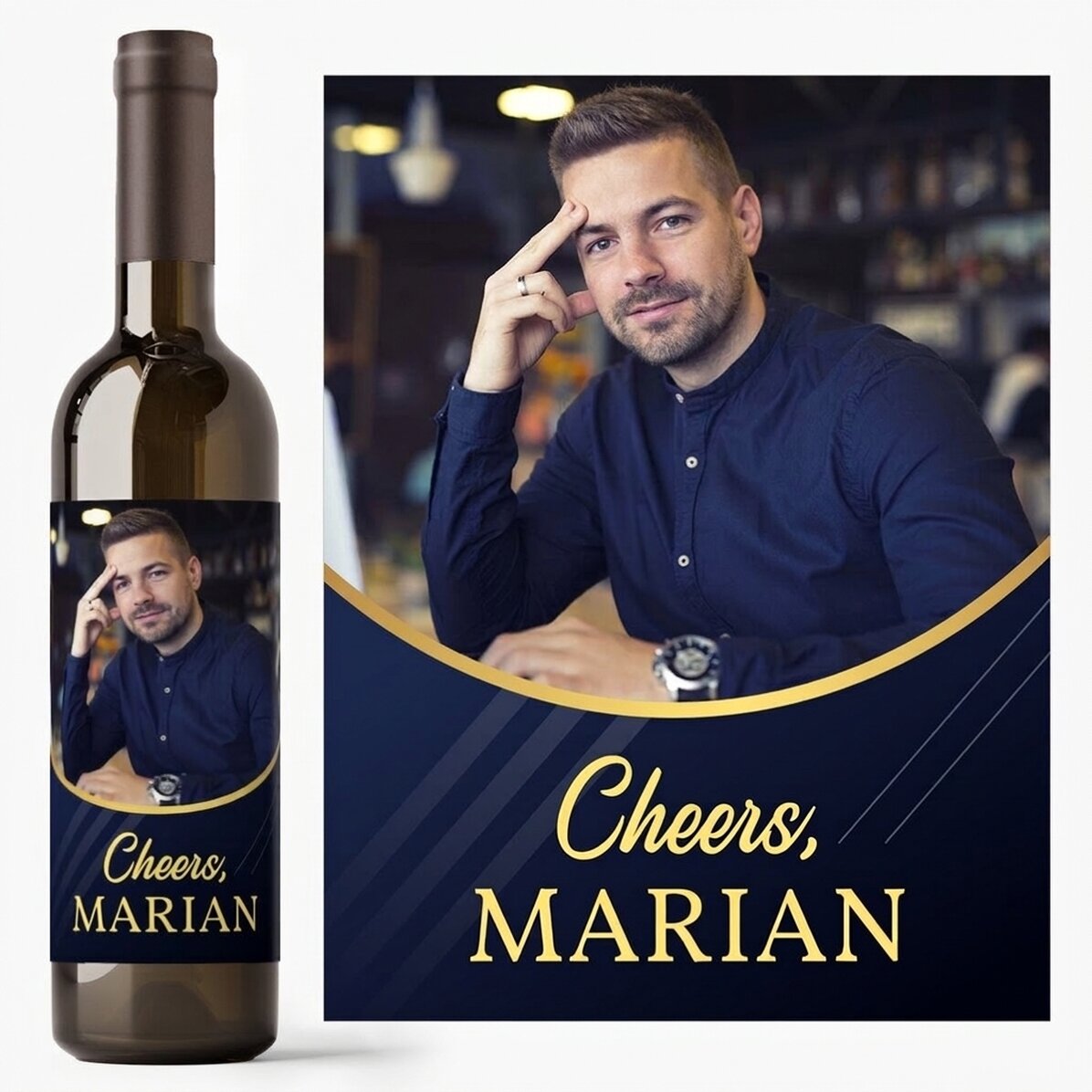 Personalisierter Wein mit Foto und Botschaft – Für ihn