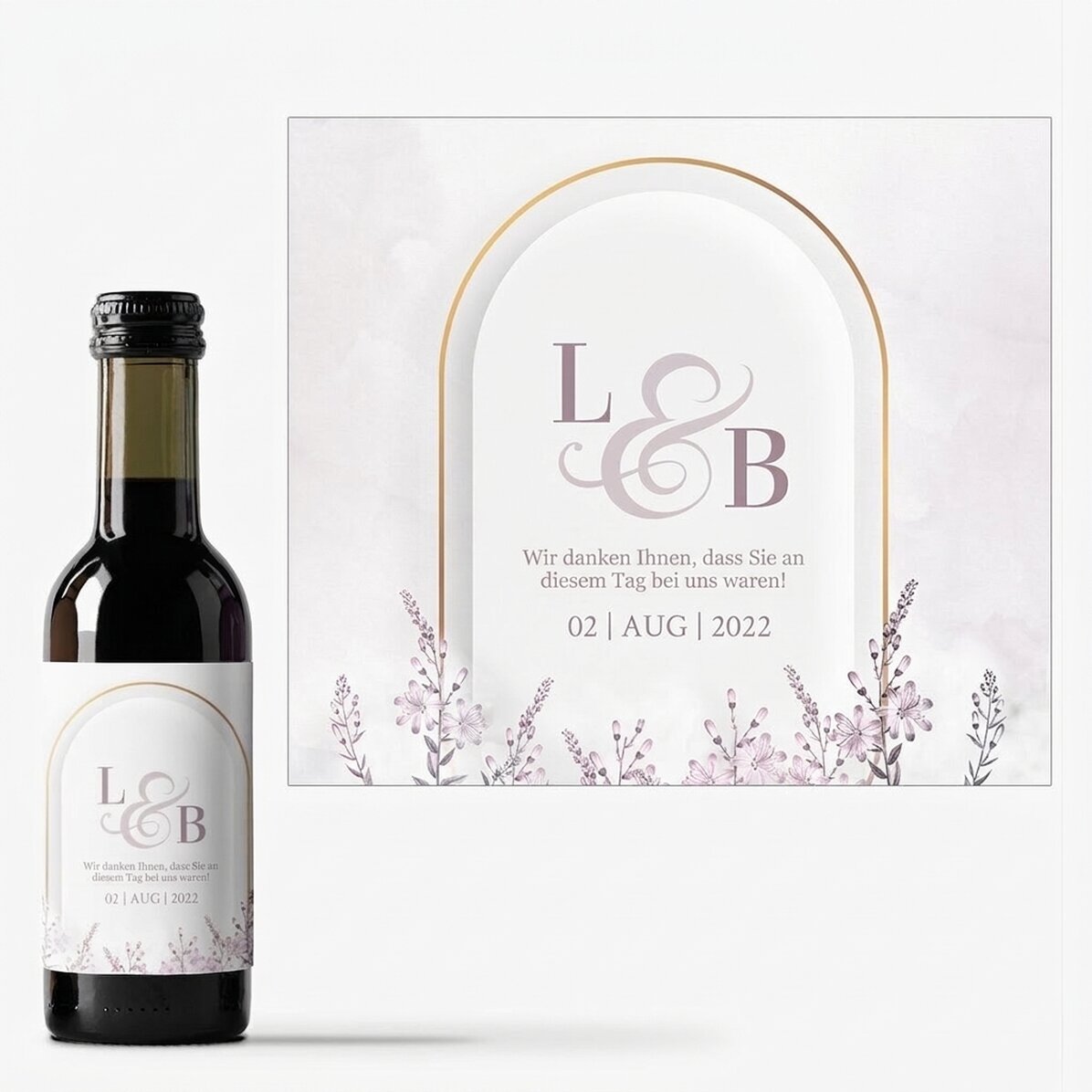 Personalisierte Mini-Weinflasche mit Text – Hochzeitsgeschenk