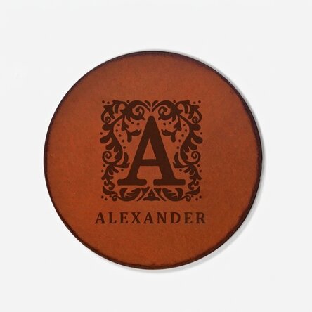 Personalisierter Gläserhalter aus Leder mit Monogramm und Namen