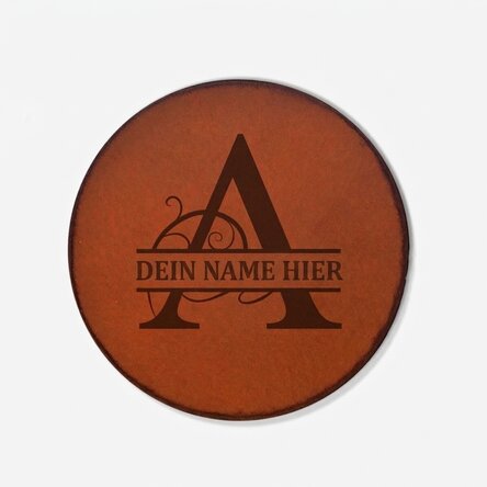 Personalisierter Gläserhalter aus Leder mit Monogramm und Text
