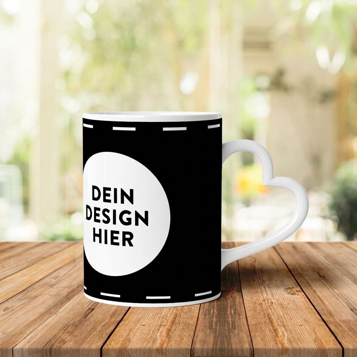 Personalisierte Tasse mit deinem Bild im Querformat – Modell mit herzförmigem Henkel