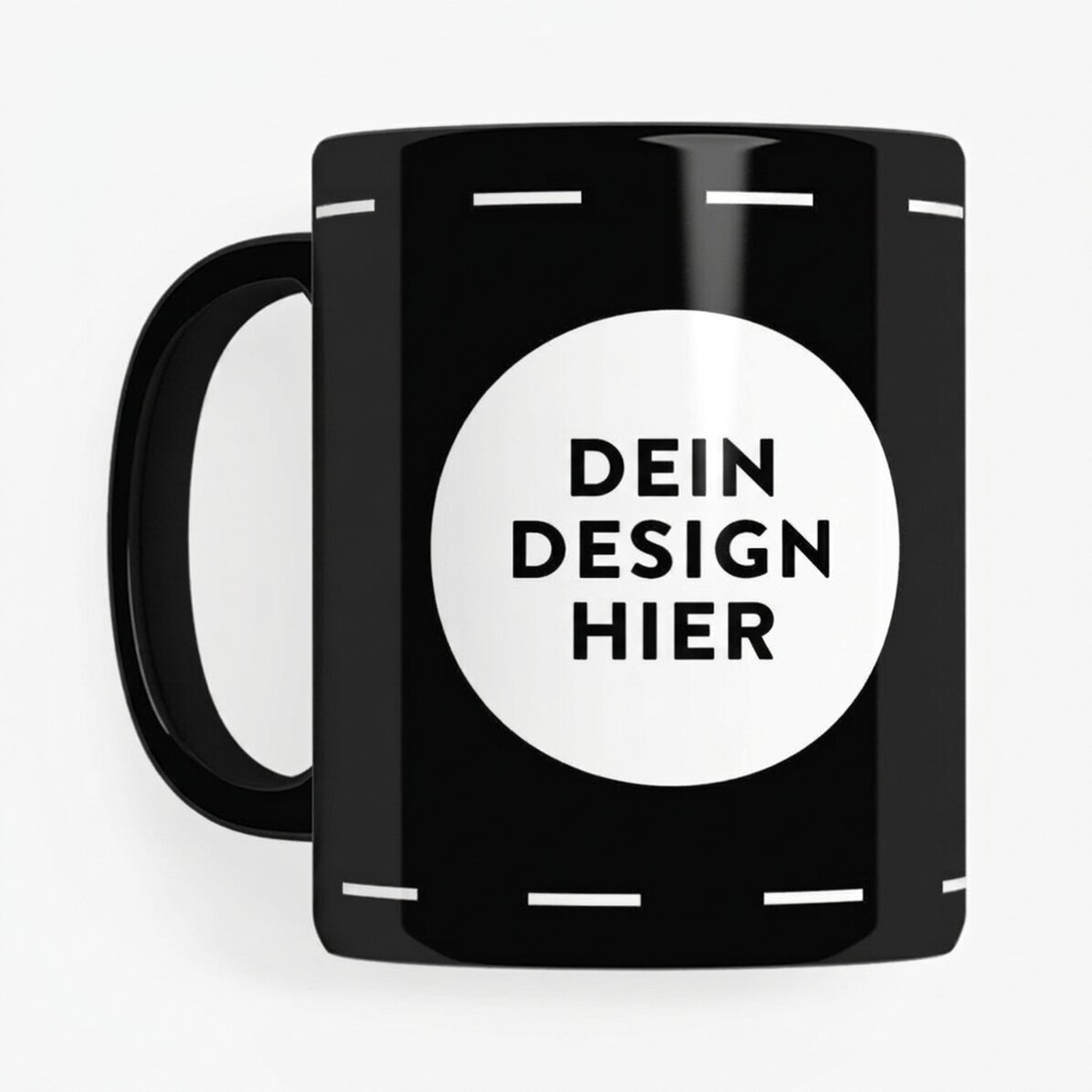 Personalisierte schwarze Tasse mit deinem Motiv