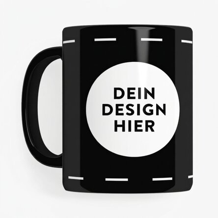 Personalisierte schwarze Tasse mit deinem Motiv
