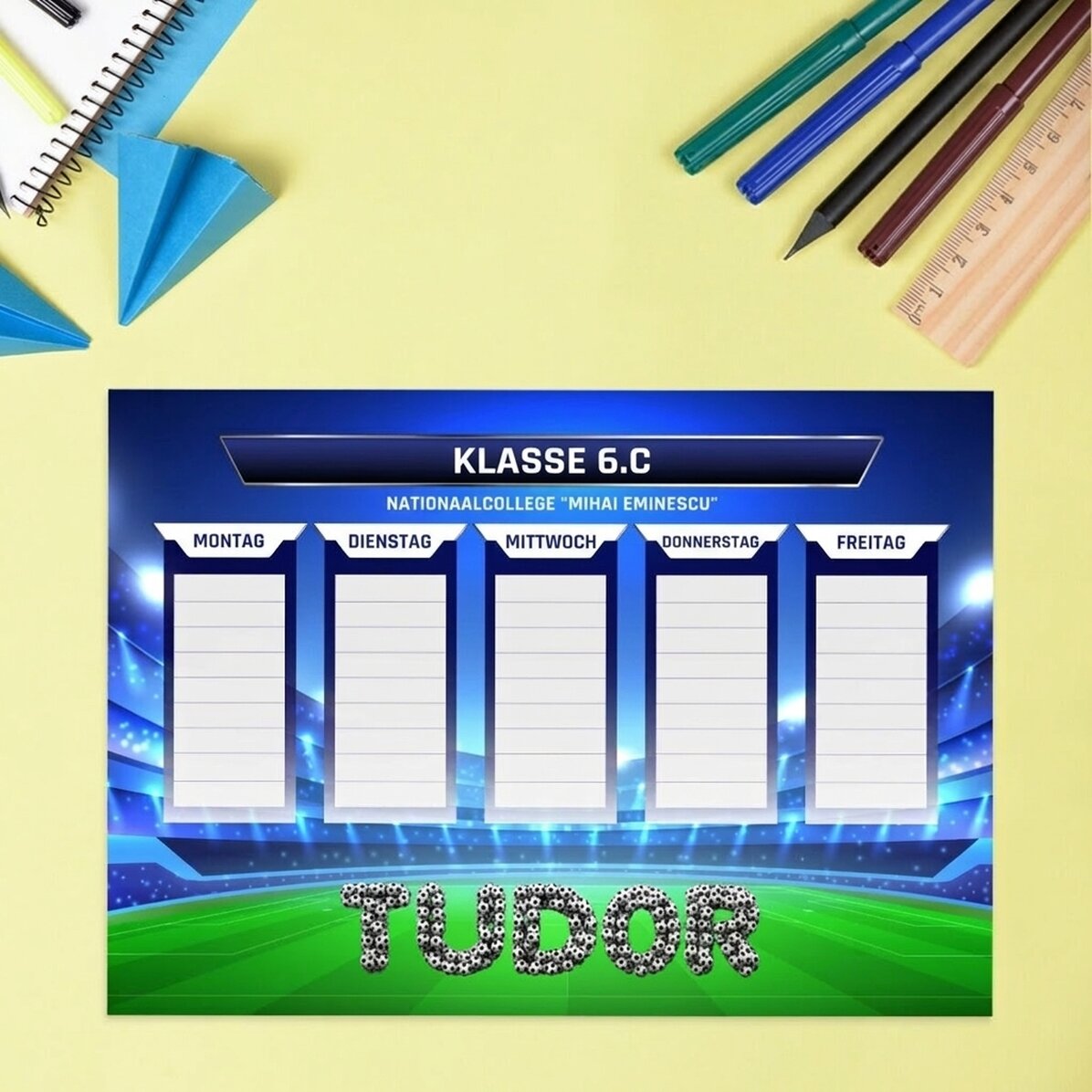 Individueller Spielplan mit Text – Fußball