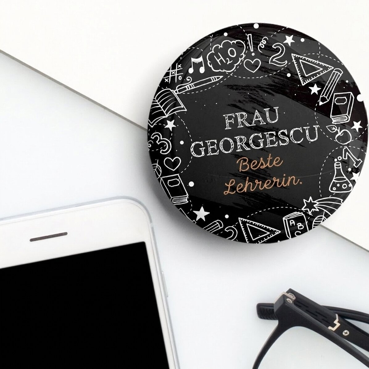 Personalisiertes Button mit Text für Lehrer