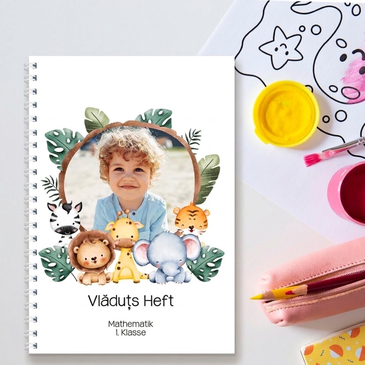 Personalisiertes Notizbuch mit Foto und Text – Tierchen