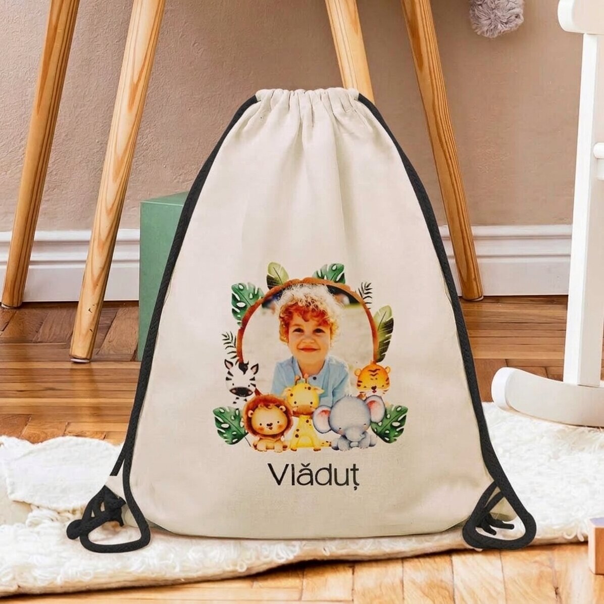 Personalisierter Rucksack mit Namen und Foto – Tierchen