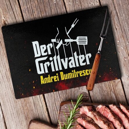 Individuell gestalteter Glasbrecher mit Text – The Grillfather