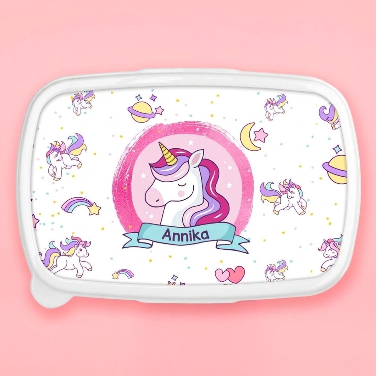 Lunchbox, personalisierte Auflaufform mit Namen – Einhorn