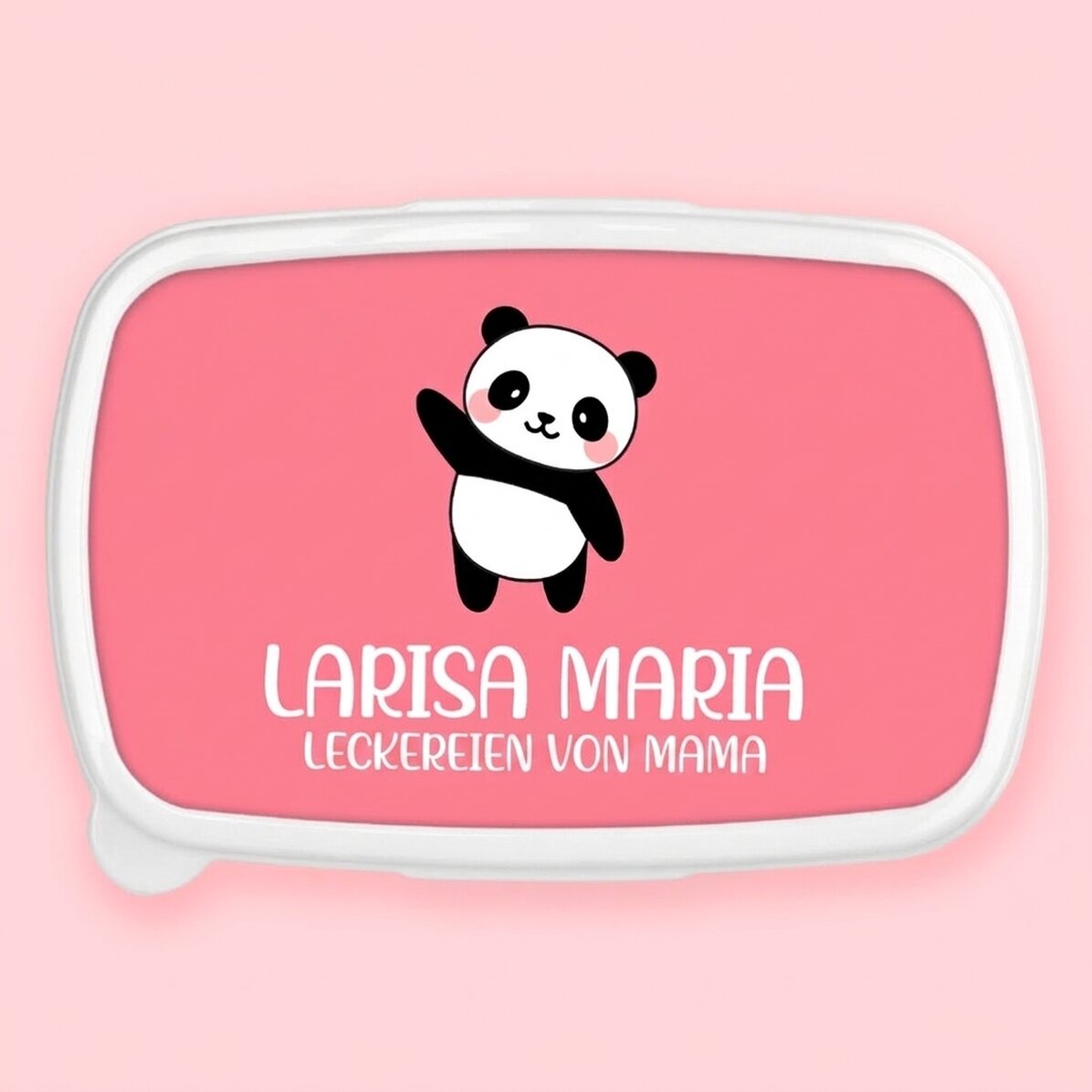 Lunchbox, personalisierte Auflaufform mit Text und farbigem Hintergrund – Panda