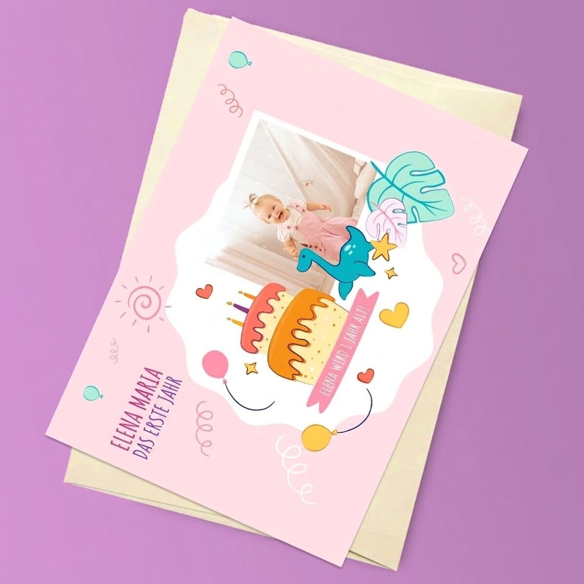 Personalisierte Magnetkarte mit einem Foto zum Geburtstag deines Kindes