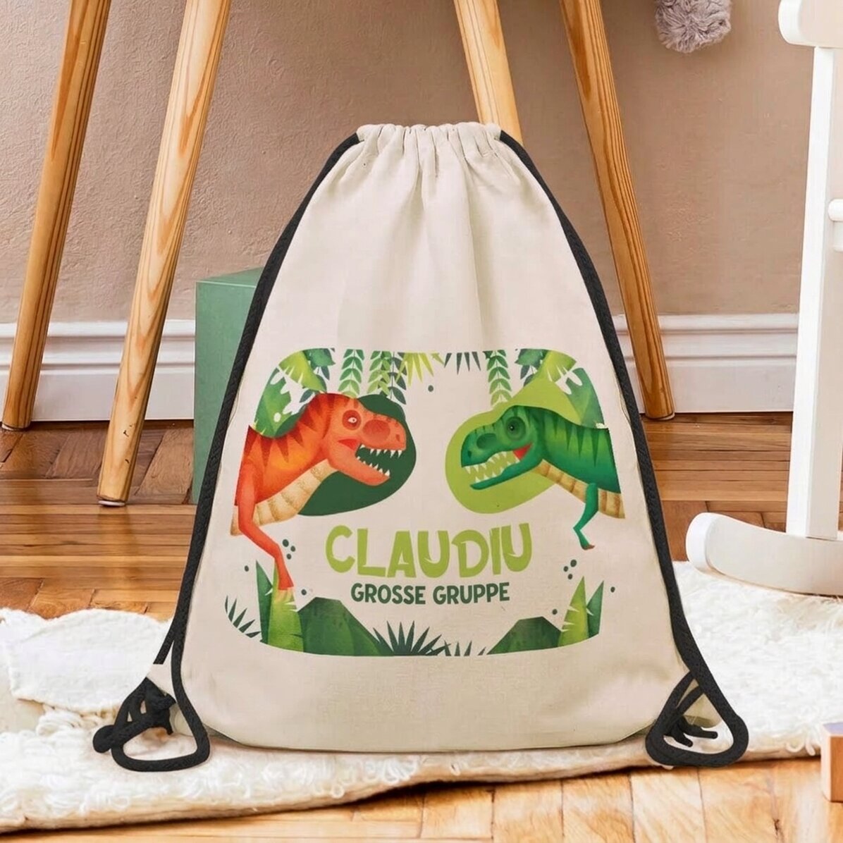 Personalisierter Rucksack mit Aufdruck – T-Rex-Dinosaurier