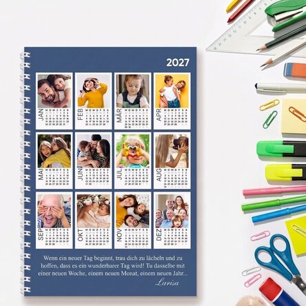 Personalisiertes Notizbuch mit 12 Fotos und Text – Kalender