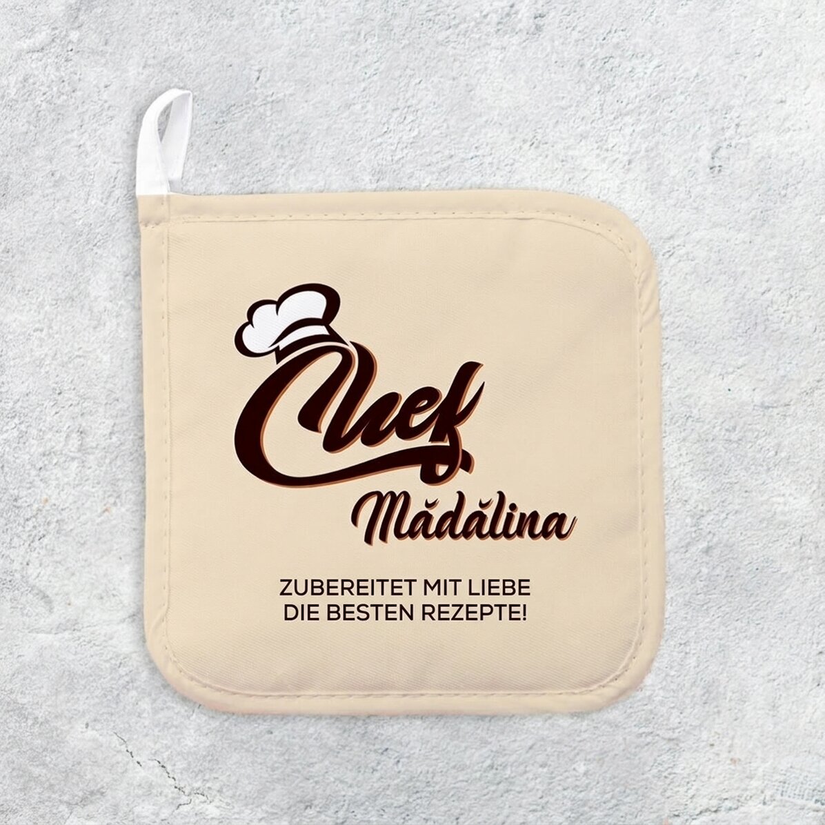 Individuell gestalteter Untersetzer für heiße Töpfe mit Aufdruck – Chef